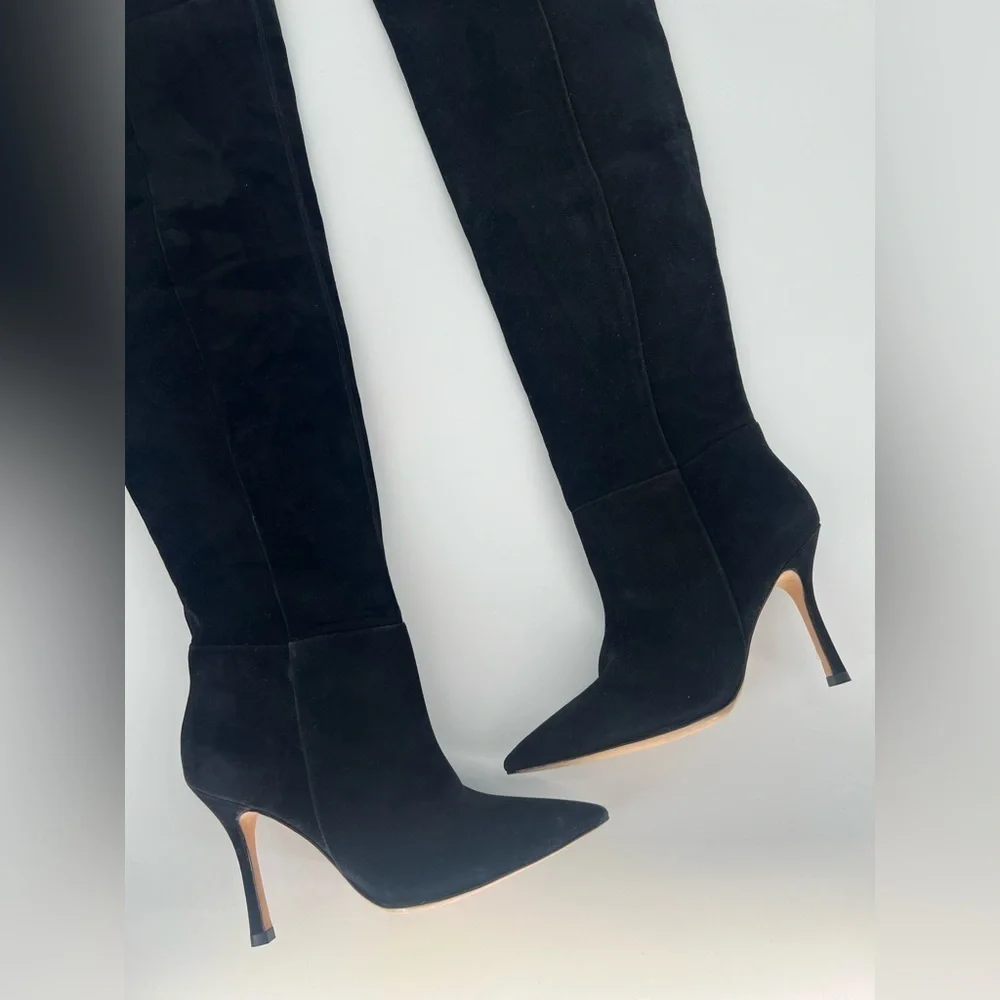 Larroudé Kate Over The Knee Suede Boots In Black